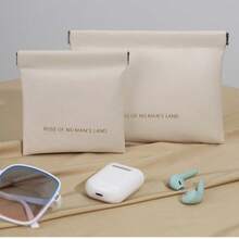 Portable Snap Closure Storage Pouch – Travel Organizer Bag For Cables, Earphones, Charger & Cosmetics For Summer Holiday Travel, Outdoor Activities Cable Organizer Travel Essentials - White Large Size*1 - View 3