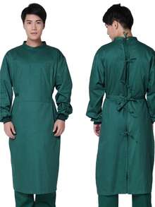 Vestido Quirúrgico De Algodón Cirujano Manga Larga Macho - Verde Oscuro - Ver 5