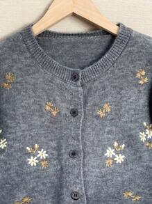 3D Embroidered Knit Cardigan, New Design Heavy Sweater Jacket For Autumn/Winter - Grey - View 4