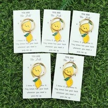 5pcs Cute Personalized Lemon Pineapple Strawberries Bananas Keychain Set With Pocket Card For Family And Friends - A Little Gift To Remind You Of Strength And Resilience Bag Charms Car Accessories Teacher Sister Gift Ideas