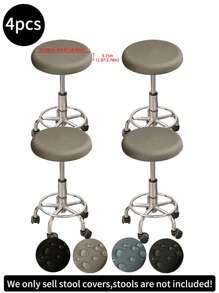 1pc/2pcs/4pcs/6pcs/30pcs Khaki Waterproof Milk Silk Coated Round Stool Covers, Modern Style, All-Season Dustproof Removable Elastic High-End Bar Stool Slipcovers, Suitable For Home, Bar Etc., Black, Light Grey, Meteor Grey