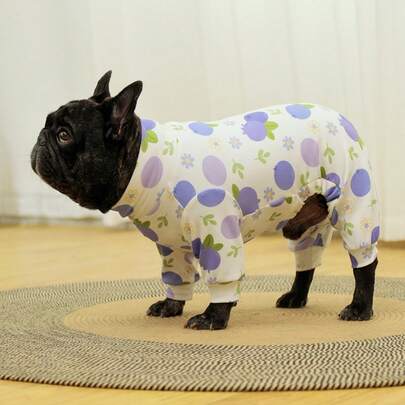 宠物连体衣，舒适狗狗连体衣，狗狗睡衣，狗狗恢复服，超柔软有弹性，防舔，适合中小型犬和大型犬品种的宠物睡衣，适合狗狗换毛，可爱水果印花图案，S-6XL