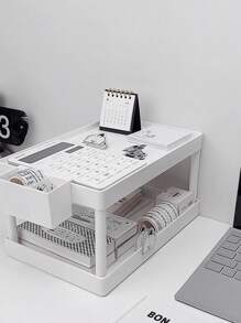 1pc桌面收纳架双层可拆卸收纳架书桌桌面收纳架学生校园宿舍桌面整理架多功能收纳架卧室浴室厨房杂物收纳架桌面收纳架