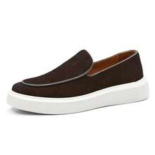 Men's Suede Loafer Lined With Insole - Coffee Brown - View 1