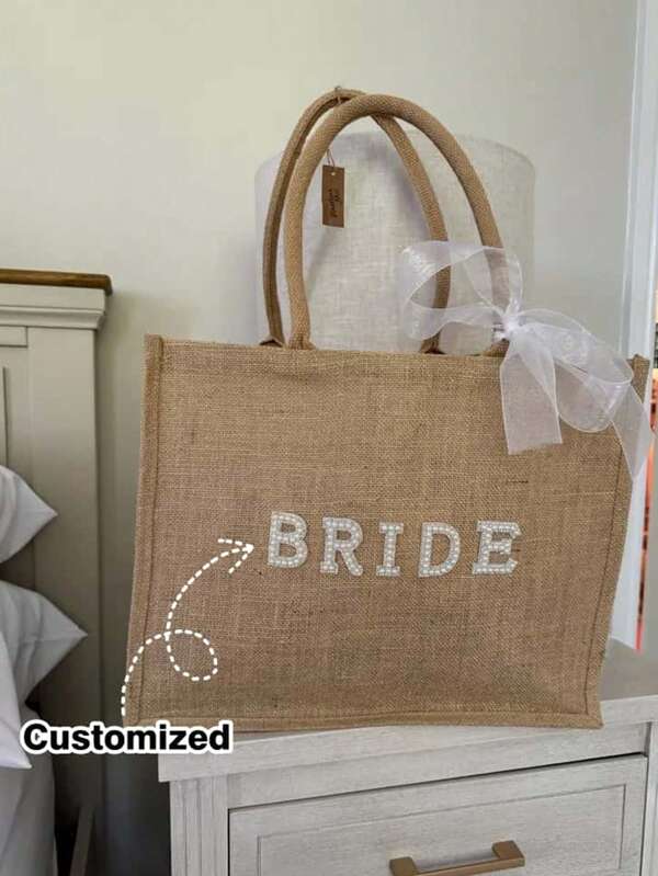 Personalisierte Jutetasche, Tragetasche mit Namen, Strandtasche, Jutetasche für Brautjungfern, Junggesellinnenabschied Tasche, Hochzeitsgeschenk, Geschenk für Brautjungfern
