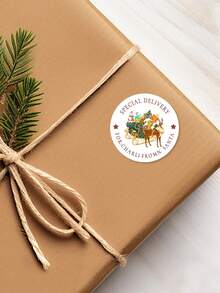 24pcs Customizable Christmas Stickers & Labels, Can Print Your Own Text, Featuring Santa Claus, Snowman, Sleigh, Reindeer, Christmas Tree And Other Holiday Patterns, Creating A Festive Atmosphere. An Ideal Choice For Children's Christmas Gifts. - Multicolor - View 5