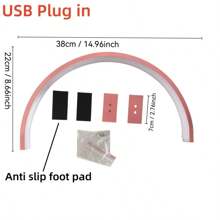 1 lâmpada em arco com controle de brilho e temperatura de cor ajustável, alimentada por USB, baixa alergia, em formato de crescente, ideal para manicure, extensão de cílios, tatuagem e cuidados com unhas nude, salão de beleza, extensão de cílios e iluminação para exposição de artesanato, design moderno, ideal para presentes de feriado e aniversário
