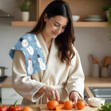 1 set/2 piezas/100 piezas Toallas de cocina y paños de cocina con diseño de muñeco de nieve, adecuados para decoración de interiores en restaurante, cocina, baño, decoración de fiestas, pueden usarse como regalos navideños