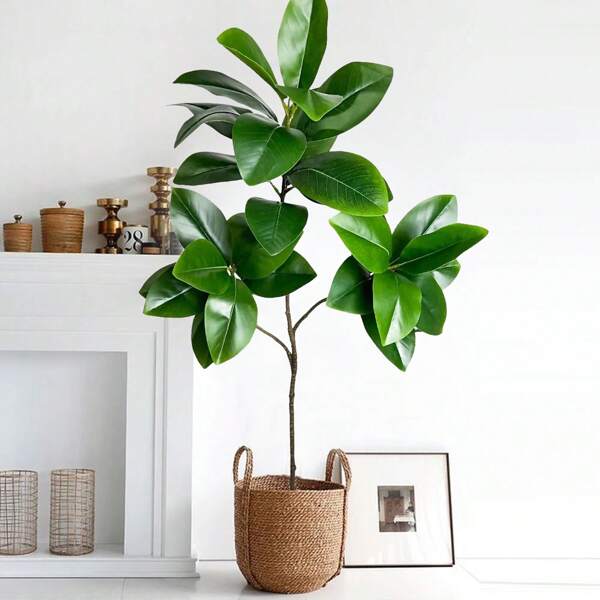 86-135cm (53.1in) Planta de Ficus Lira Artificial Hoja de Magnolia Suerte Ficus para Patio, Jardín, Interior, Hogar y Decoración de Oficina, Plantas Falsas