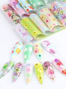 花卉指甲贴紫玫瑰蝴蝶美甲转印箔纸夏季指甲贴花DIY美甲设计一次性美甲用品柔和色彩装饰