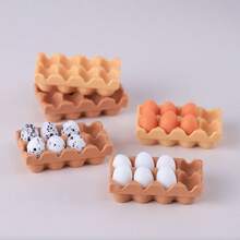 迷你食物玩具娃娃屋鸡蛋盒，内含斑点鹌鹑蛋，微缩逼真厨房玩具模型 - 彩色 - 查看 3