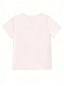 Children's T-Shirt Round Neck Short Sleeve Oversized Style Casual Colorful Simple Suitable Ideal For Girls And Seasons Cotton Bow Print - trắng - Xem 5