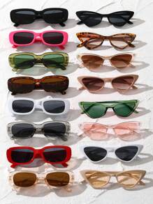 16 件女士塑料矩形镜框 Y2K 时尚眼镜，适合日常装饰、服装配饰 - 彩色 - 查看 8