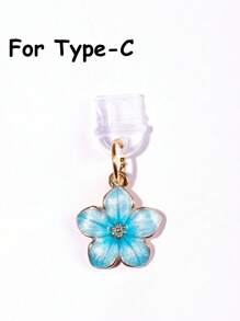 1 pezzo Tappo antipolvere per porta di ricarica con design a fiori di ciliegio/sakura, ciondolo in lega di alta qualità, delicato, dolce e alla moda, lavorazione a olio fluido, adatto per decorazioni primaverili ed estive, accessorio decorativo per porta di ricarica di telefono, tablet, auricolare, Kindle, tappo in silicone trasparente, adatto come piccolo regalo, protegge la porta di ricarica da acqua, umidità e sporco, compatibile con connettore Lightning/Type-C per iPhone, si fissa saldamente in posizione
