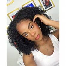 Jerry Curly Half Wig Human Hair 200 Density 3 In 1 Seamless Flip Over Half Wigs Human Hair Glueless Wear And Go Beginner Friendly Kinky Curly Wig Human Hair Drawstring Headband Wig For Women 20 Inch - Natural Black - 查看 4