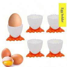 6件套早餐鸡蛋鸭脚托盘，创意厨房工具，坚固的塑料材质，独特的卡通鸭脚设计，可分离的鸡蛋托盘和鸭脚，适用于大多数鸡蛋，可用于厨房、客厅和户外，最佳鸡蛋托礼物
