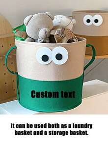 1pc Custom Dopamine Color Laundry Basket, Big Eye Storage Bag - Multicolor - View 5