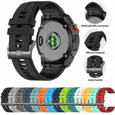 20 毫米 22 毫米 26 毫米快速贴合柔软硅胶表带兼容 Garmin Tactix 8 47/51 毫米/Fenix 8 47/51/43 毫米/Descent G2/Descent Mk3/Mk3i 43 毫米 51 毫米/Enduro 3/2/Fenix 7/7X/7S/6S/6/6X Pro/5S/5/5X Plus，适用于 Epix Pro 51MM 的运动硅胶表带，易于佩戴