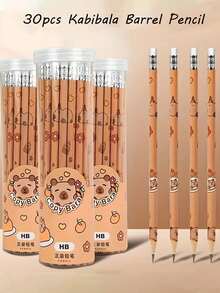 12 支/30 支带橡皮擦的返校水豚主题铅笔，适合艺术家和学生，以可爱的水豚插图为特色，可用于绘画、素描和写作 - 彩色 - 查看 9