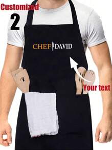 1pc Customized Chef Apron, Adjustable Funny Apron, Unisex, Birthday Gift, Father's Day Gift, Suitable For Him/Her, Housewarming Gift, Breathable, Lightweight, Washable, Cute, Shiny, Soft, Comfortable, Elegant, Customizable, Personalized, Unique, Suitable For Gifting To Him, Her, Boyfriend, Girlfriend, Dad, Mom, Family, Friends - Multicolor - View 9