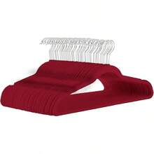 MAGMALIFE 50 Ganchos para Ropa de Terciopelo, Gancho Plateado Giratorio de 360 Grados, Adecuado para Todo Tipo de Ropa, Antideslizante (Gris) - Burdeos - Ver 8