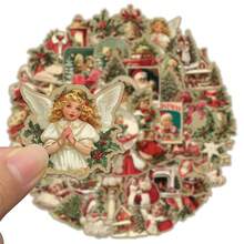 50/100pcs New Retro Christmas Stickers Guitar Notebook Luggage DIY Santa Claus Stickers Scrapbook Supplies Funny Stickers Laptop Stickers Kindle Phone Stickers - Multicolor - View 6