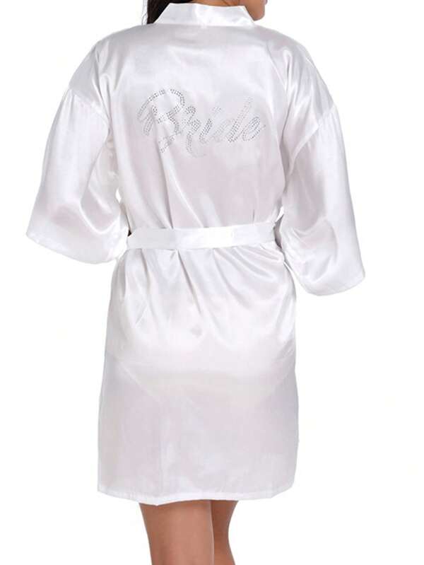 1 قطعة روب حمام مرصع بالراين ستون، رداء العروس والوصيفة مزين بحرف أولي، روب الصباح والنوم، لبس استعداد حفل الزفاف، اكسسوارات حفل الزفاف والاستقبال، بيجامة للسيدات للربيع والصيف، بيجامة وصيفة الزفاف، فستان العروس، بيجامة مطرزة للعروس، لوازم حفل الزفاف، لوازم حفل الزفاف الخارجي وحفلات العطلات