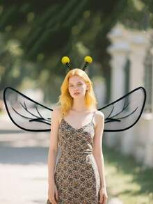 9/4/2 Stücke Halloween Karneval Bienen Party Kostüm Bühnenauftritt Requisite Bienen Socken Ärmel Rock Bienen Haarband Brille Set