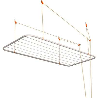 Varal de teto suspenso grande de apartamento em aço reforçado 120cm x 56cm 12kg + kit instalação
