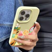 Ultra Thin IPhone Case For IPhone 16 Pro Max/15/14/13/12/11 - Soft Flexible TPU With Tropical Fruit Watercolor Pattern Design | Anti-Scratch, Shockproof, Anti-Slip Protection | Slim Protective - 黃色 - 查看 6