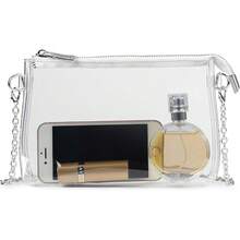 Clear Crossbody Bag With Zipper Closure, Transparent Purse For Concert Sports - 銀色 - 查看 8