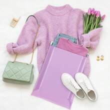 Fuxury Poly Mailers 12x15.5Inch 50 Pcs, Waterproof Shipping Bags For Clothing, Strong Adhesive Heavy Duty Shipping Mailing Envelopes, Self Seal Mailers Poly Bags For Business,Light Purple - 黑色 - 查看 2