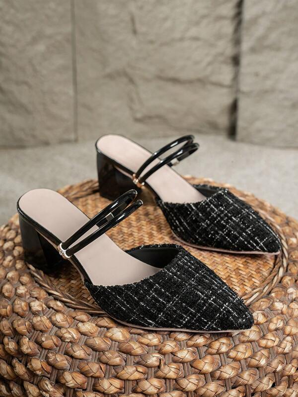 Women's Pointed Toe Chunky Heel Mules, Elegant Slip-On Sandals, Versatile & Fashionable, Summer