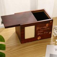 Memorial Pet Urns For Dogs Cats Ashes With Photo Wooden Urns Memory Box - 紅木色 - 查看 3
