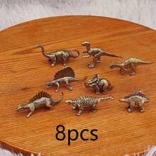 Christmas Gift, 8pcs Jurassic Brass Dinosaur Ornaments, Mini Retro Bronze Dinosaur Statues, Handcrafted Prehistoric Animal Sculptures For Home Decoration, Suitable For Living Rooms, Bedrooms And Various Spaces - Nhiều màu - Xem 2