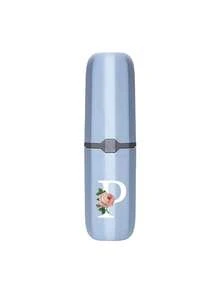 1pc Printed Rose Letter A-Z Blue Portable Toothbrush Holder, Keep Your Toothbrush Clean And Anytime, Anywhere! Travel Toothbrush Storage Box, Portable Toothbrush Cup Sleeve, Multi-Functional Toothbrush Cup, Travel Wash Cup, Toothbrush And Toiletries Storage Set, Suitable For Travel, Camping, Business Trip, School, Dorm Storage, Student Gift, Family Gift. - Blue - View 23