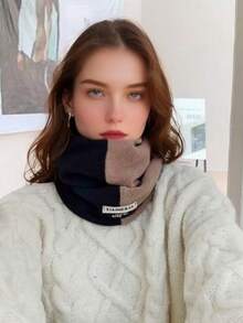 Dwuwarstwowy, gruby, ciepły komin, modny, kontrastowy komin dla mężczyzn i kobiet, odpowiedni do noszenia na co dzień jesienią/zimą, na rowerze i w 13 innych sytuacjach