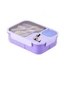 1pc Customizable Fantasy Pattern & Artistic Text Bento Box, Made Of High-Quality PP Material With 3 Compartments And Utensils, Portable, Minimalist, Waterproof, Tight-Sealing, Leak-Proof, Large Capacity, Suitable For Office Workers And College Daily Lunch Box - Multicolor - View 9
