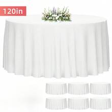 Tomnk 6/10 Pack Round Tablecloths 90/120 Inch - Circle Bulk Linen Polyester Fabric Washable Table Cloth Cover For Wedding Reception Banquet Birthday Party Buffet Restaurant - 彩色 - 查看 15