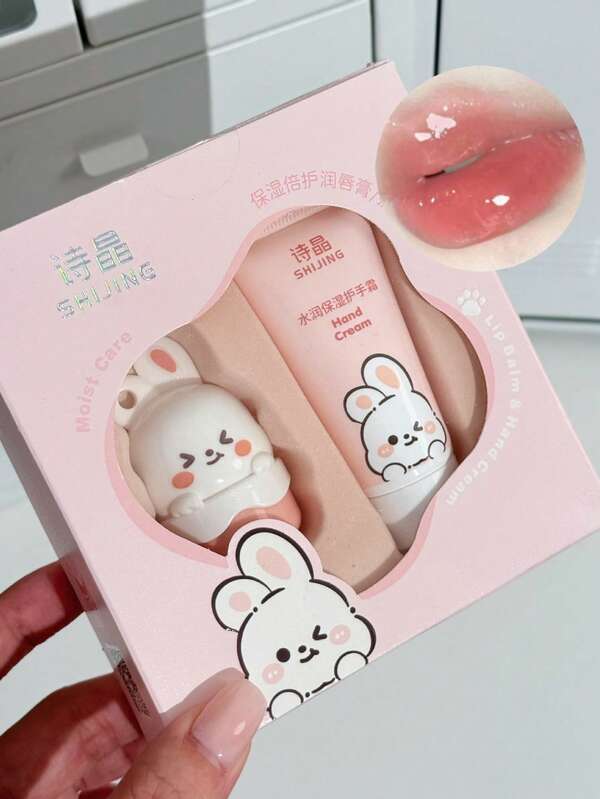 hegnfang 2 Pieces Hydrating Lip & Hand Care Set – Plumping Lip Balm + Anti-Crack Hand Cream, Lightweight & Travel-Friendly