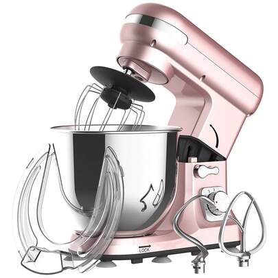  Advwin 6.5L 1400W Stand Mixer, 6-Speed Pink Electric Food Mixer
