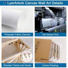 LyerArtork Arte de pared en lienzo con vista de flores costeras, pintura al óleo de mar azul con flores y mariposas, impresiones de paisaje marino rústico para decoración de pared en baño y dormitorio x pulgadas - transparente - Ver 6