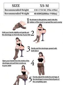 女士黑色哥特字母印花透明连裤袜，单件装，多种款式可选，适合体重110磅及以下的女性。 - 字母絲襪 - 查看 10