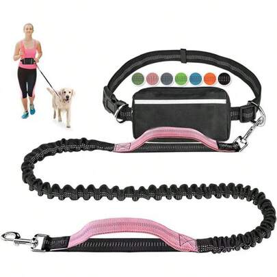 1pc Reflective Waist Leash - Adjustable Retractable Dog Leash For Outdoor Running And Sports (44-63 Inches), Anti-Pull Shock Absorbing Handle, Multiple Colors Available