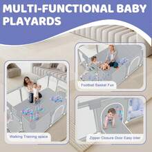 71 Inch Extra Large Baby Play Yard, Baby Playpen With Soft Breathable Mesh, Kids Indoor And Outdoor Playpen, Infant And Toddler Playpen, Non-Slip Base Playpen - 灰色 - 查看 8