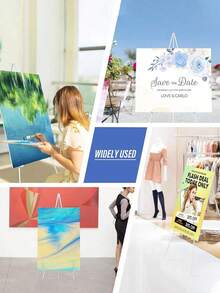 1pc Display Easel Stand, Folding Easels For Display, Portable Tripod Display Easel, White Adjustable Metal Easel For Wedding Sign, Posters, Painting