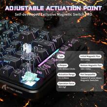ATTACK SHARK X82PRO HE Wireless RGB Mechanical Gaming Keyboard With Rapid Trigger, Actuation Adjustment, Hall Effect Magnetic Switch, 8K Polling Rate, 2.4G/Bluetooth/USB-C, 5000mAh Battery For PC/Win (Anime White) - 黑色等高線 - 查看 4