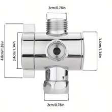 1pc American Style ABS Shower Head Diverter - Silver, Bathroom 3-Way Diverter Valve - ABS Material, Faucet Top Spray Shower Arm 3-Way Splitter Diverter - Silver - View 4
