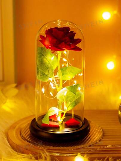 Kuppelförmige künstliche Rose Ewigkeitsblume Geschenkbox, geeignet für Valentinstag, Lehrertag, Weihnachten