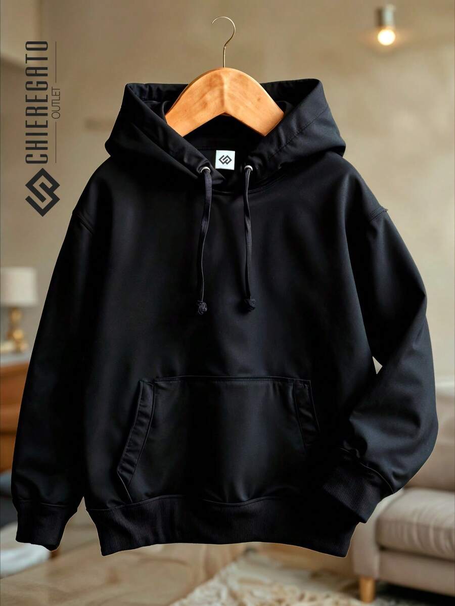 Children's Sweatshirt Cold Weather Sweatshirt  Hoodie Plain Hoodie Unisex Colors 2 To 16 Premium - 黑色 - 查看 1